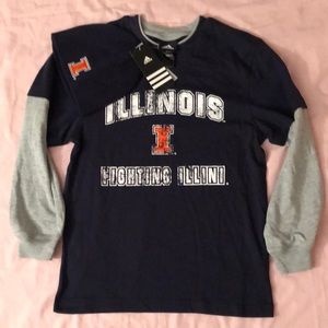 Adidas U of I Long Sleeve T-Shirt & Knit Hat Fighting Illini New w/ Tags Kids M